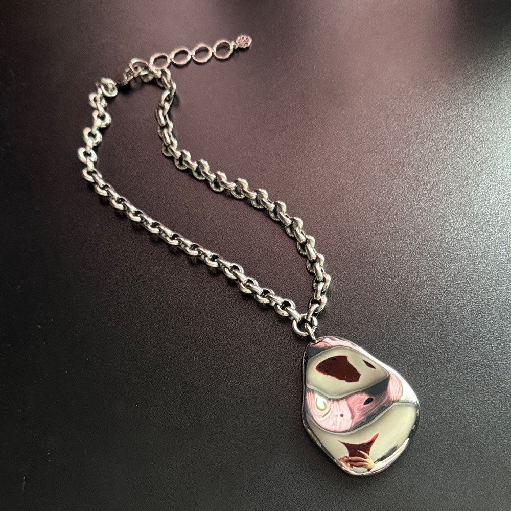 Alexander McQueen silver molten necklace